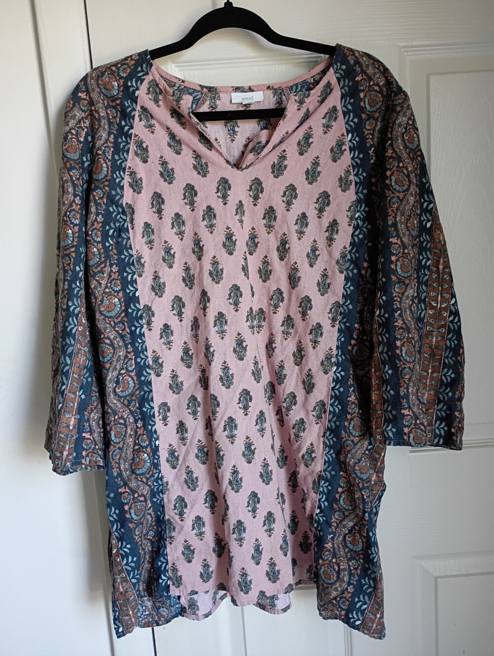 J.Jill Pure Jill Dusty Paisley Folkloric Print linen-blend tunic
